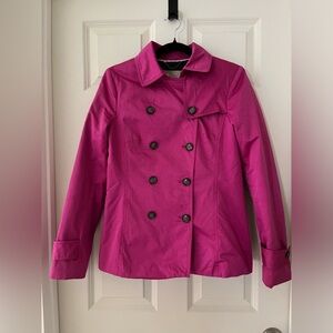 BANANA REPUBLIC fuschia pink Short double button Collared TRENCH COAT size S